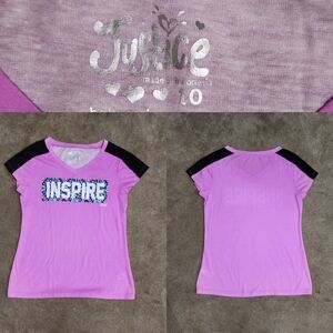 Justice Purple and Black Inspire Tee Sz 10